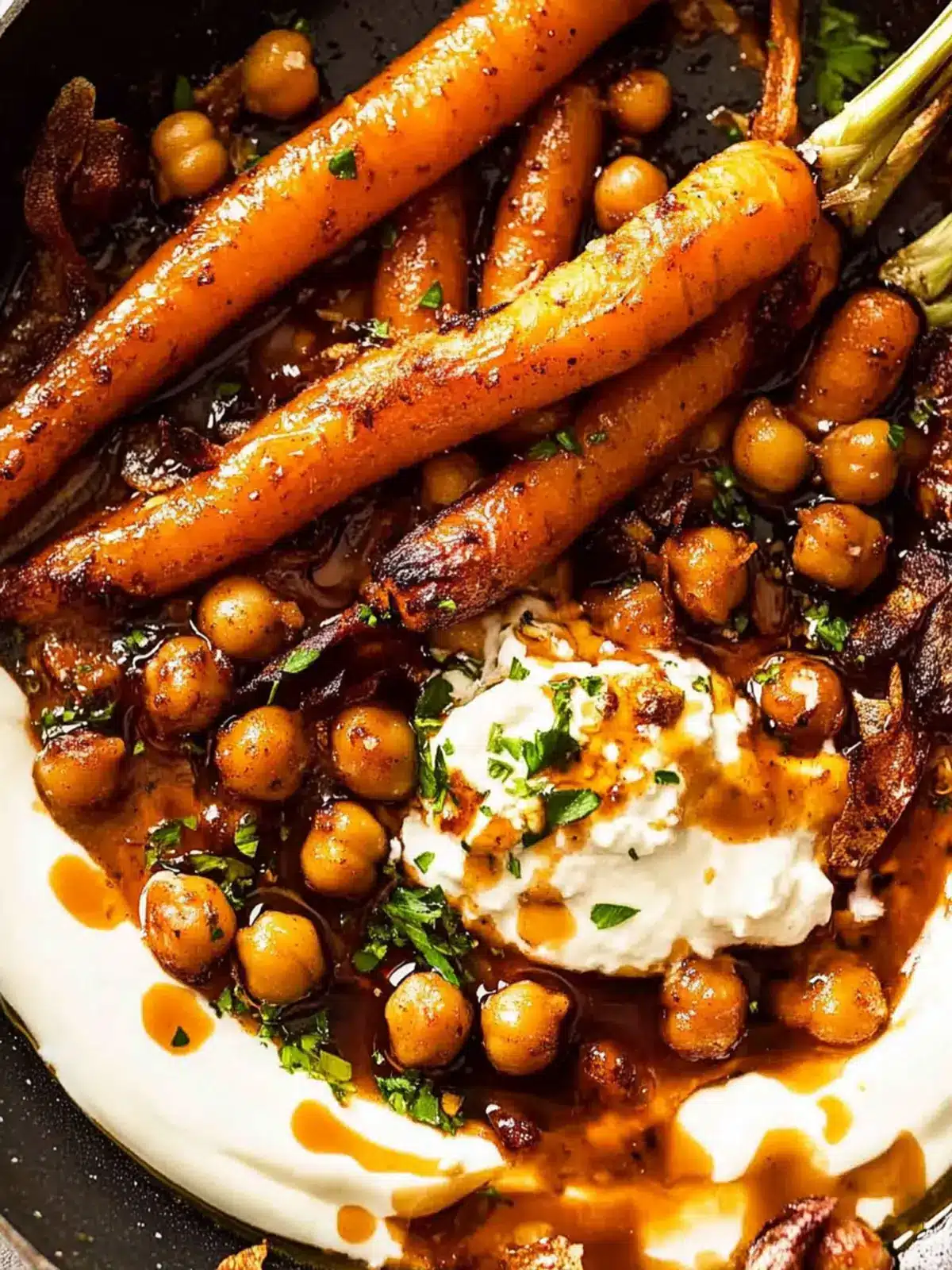 Spicy Maple Roast Carrots with Crispy Chickpeas Delight 4 Spicy maple roast carrots with crispy chickpeas and yogurt sauce