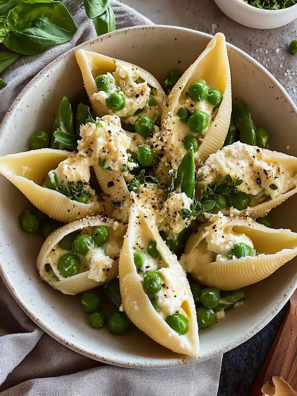 Delicious Lemony Ricotta Stuffed Shells with Peas & Asparagus 5 Lemony Ricotta Stuffed Shells with Peas & Asparagus