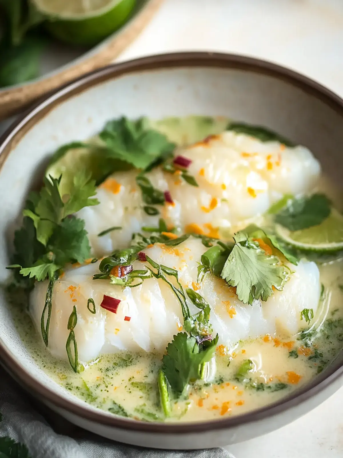 Coconut Poached Cod with Ginger and Lime for a Flavor Kick 5 Coconut Poached Cod with Ginger and Lime