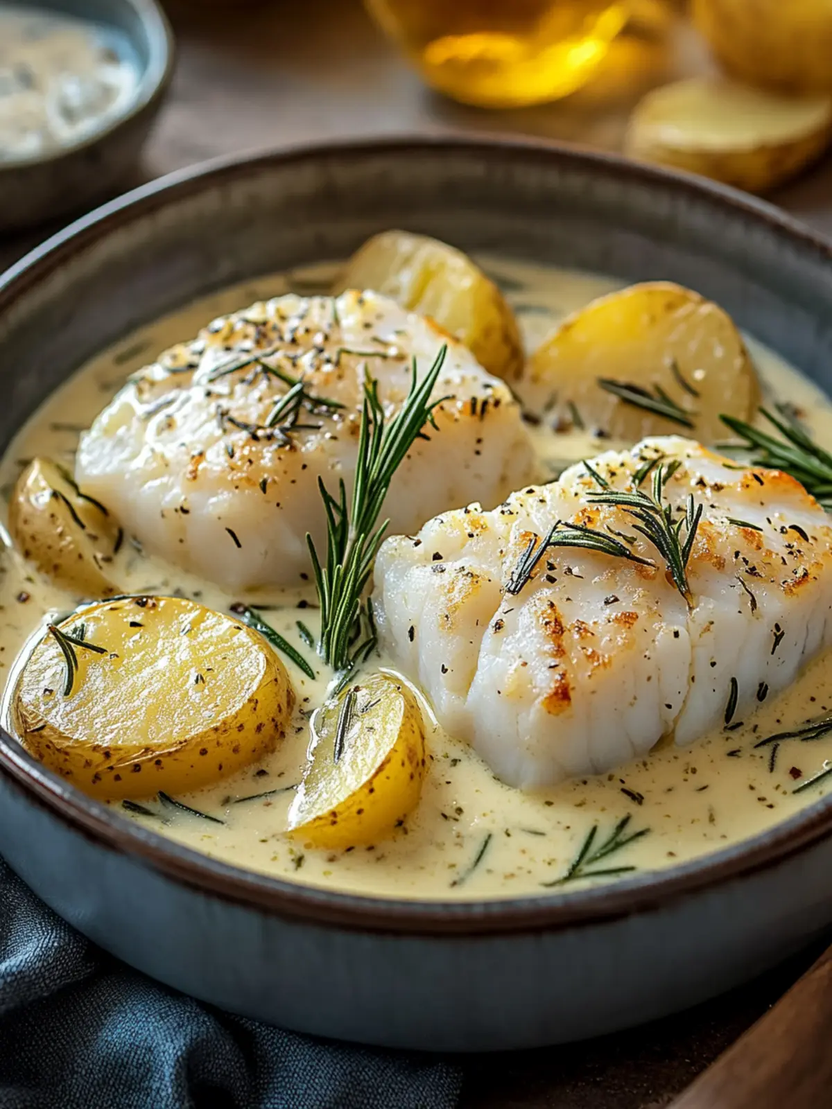 Cod & Potatoes in Rosemary Cream Sauce: Comfort Awaits You 3 Cod & Potatoes in Rosemary Cream Sauce