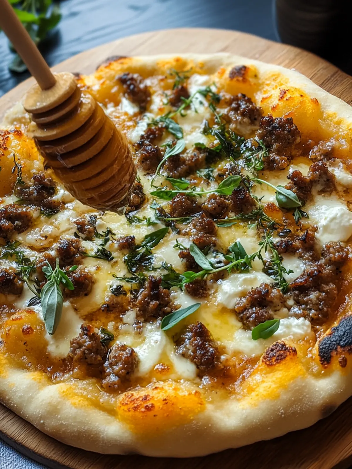 Savor Homemade Sausage Ricotta Honey Hot Pizza Today! 2 Sausage Ricotta Honey Hot Pizza