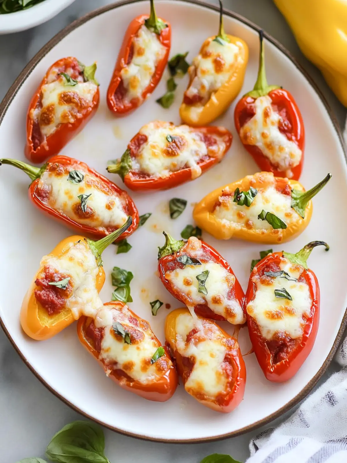 Savory Pizza Stuffed Mini Peppers for Quick Keto Snacking 4 Pizza Stuffed Mini Peppers
