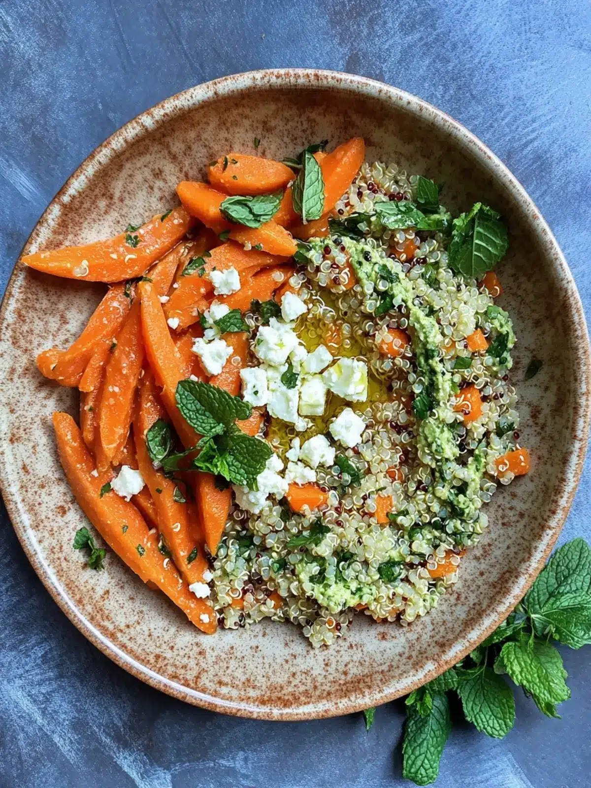 Carrot Feta & Quinoa Salad with Mint Basil Hummus Bliss 2 Carrot, Feta & Quinoa Salad with Mint Basil Hummus