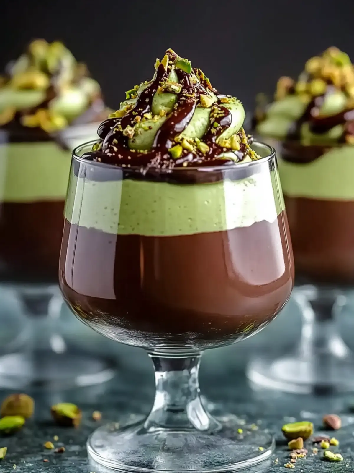 Indulge in Decadent Pistachio Mousse with Rich Chocolate Ganache 2 Decadent Pistachio Mousse with Rich Chocolate Ganache