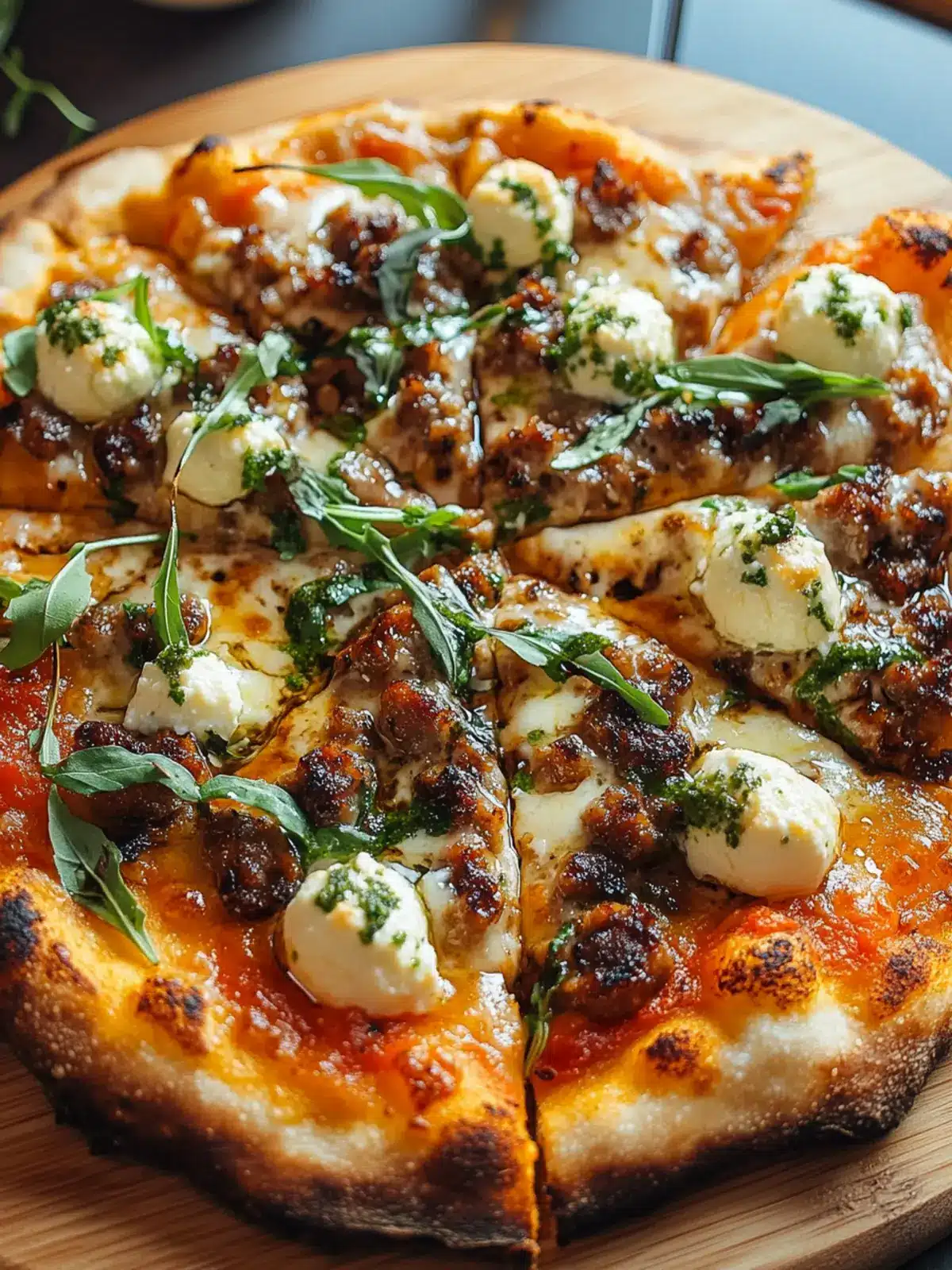 Savor Homemade Sausage Ricotta Honey Hot Pizza Today! 3 Sausage Ricotta Honey Hot Pizza