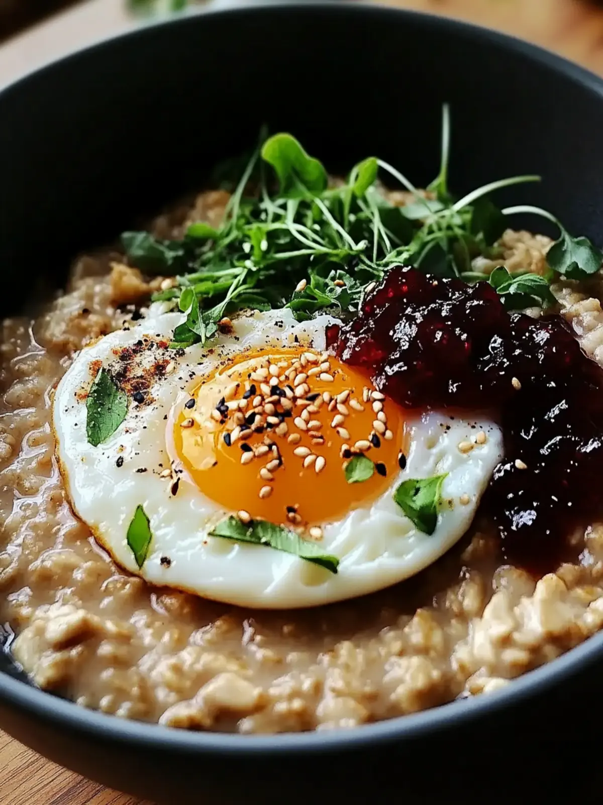 Savory Miso Oatmeal with a Jammy Egg
