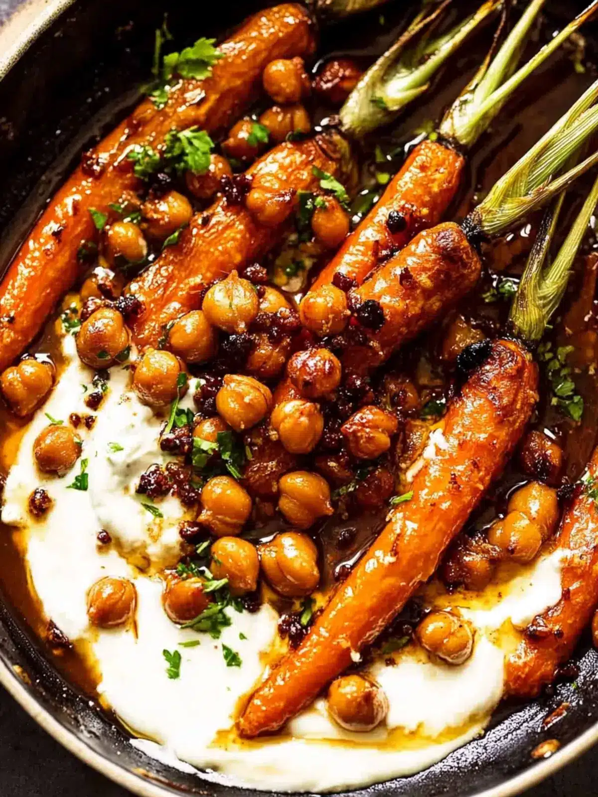 Spicy Maple Roast Carrots with Crispy Chickpeas Delight 3 Spicy maple roast carrots with crispy chickpeas and yogurt sauce