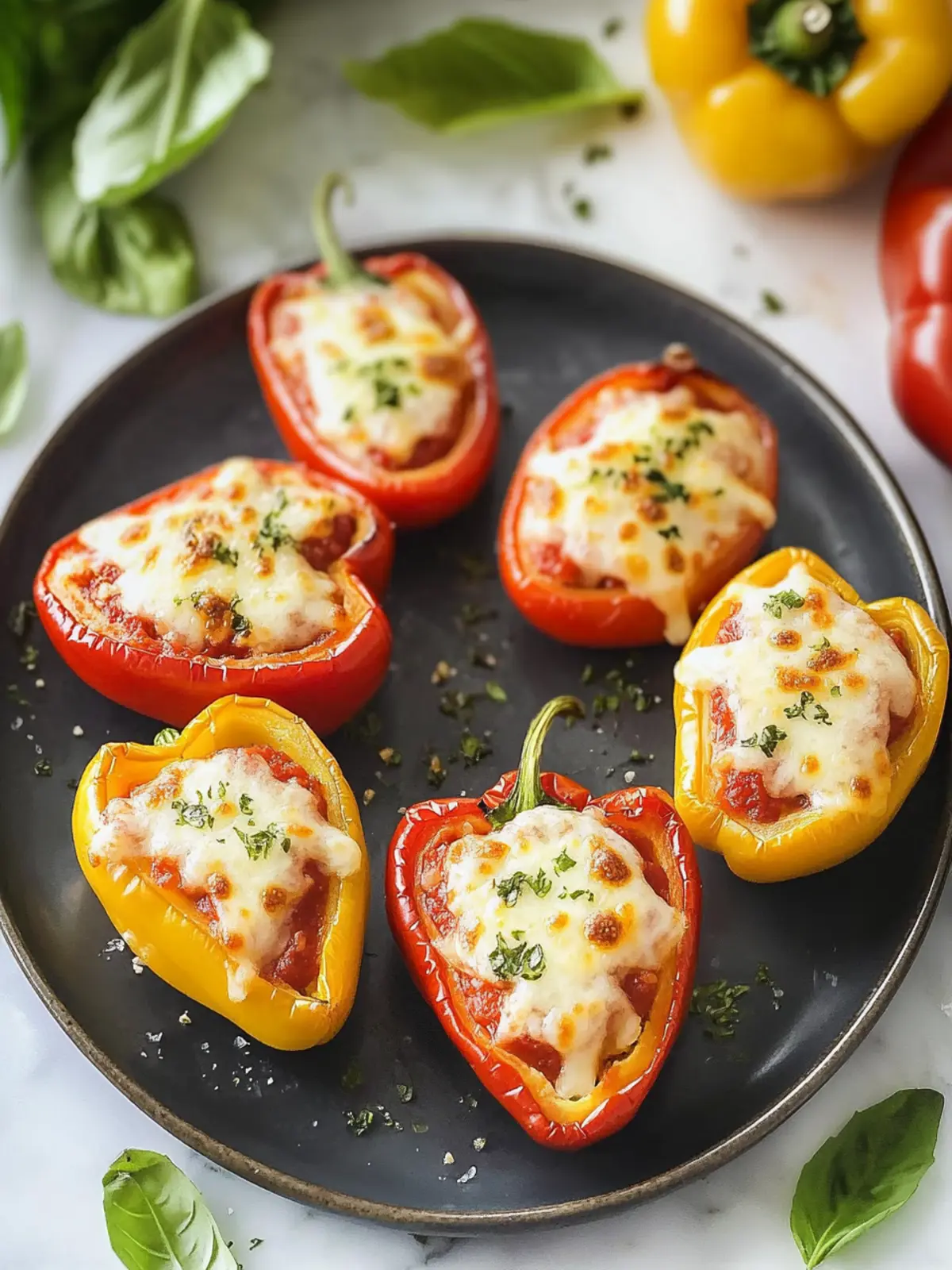Savory Pizza Stuffed Mini Peppers for Quick Keto Snacking 3 Pizza Stuffed Mini Peppers