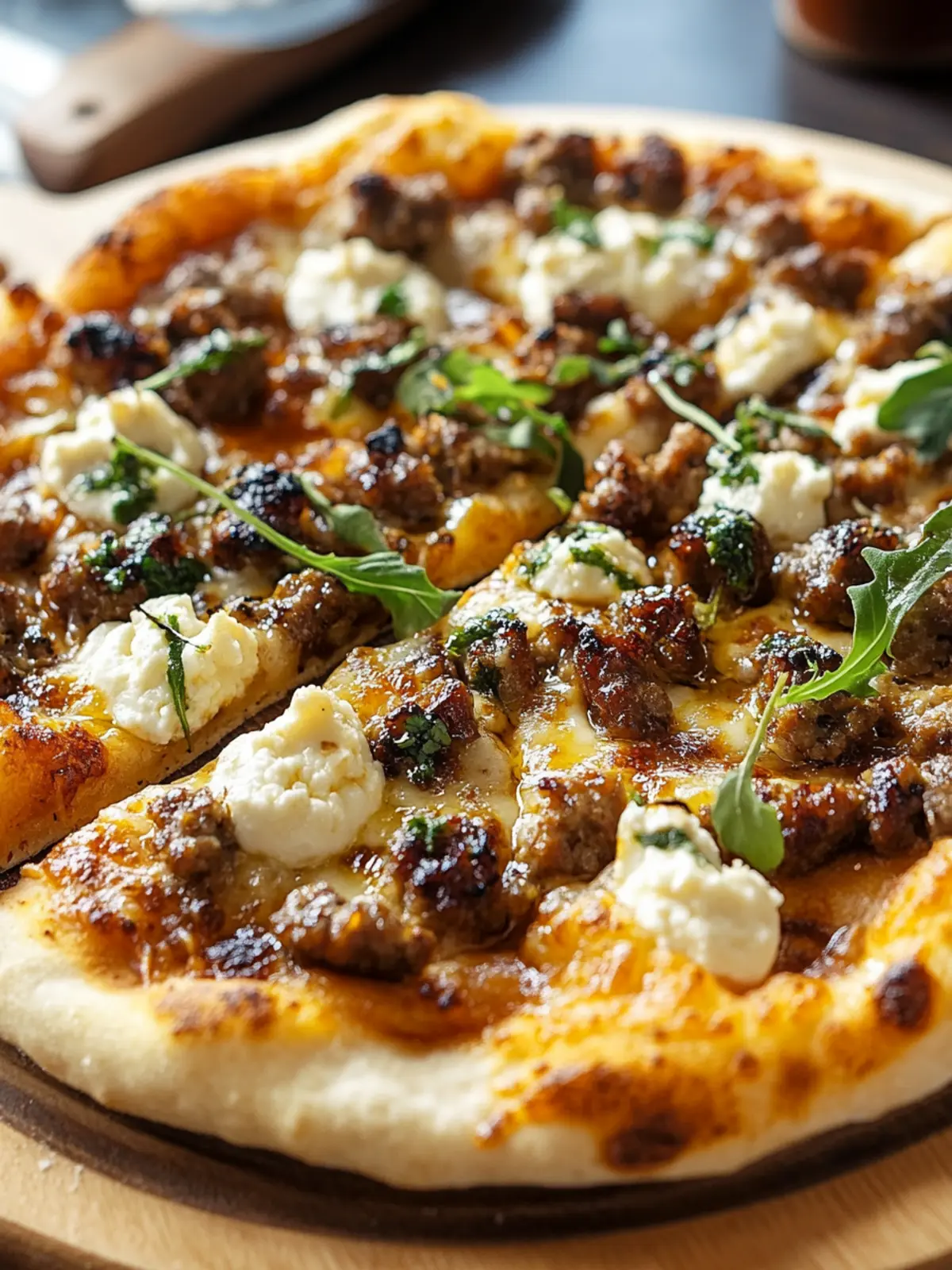 Savor Homemade Sausage Ricotta Honey Hot Pizza Today! 4 Sausage Ricotta Honey Hot Pizza
