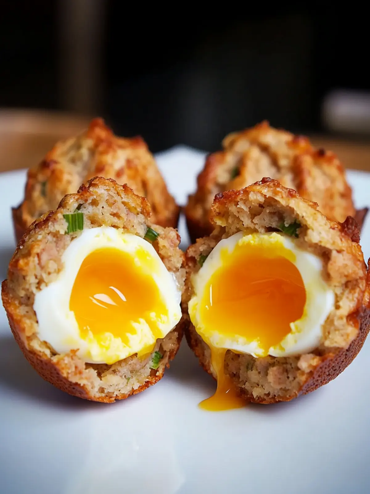 Savoring Sausage, Cheddar, and Chive Muffin with Soft Boiled Egg 3 Sausage, Cheddar, and Chive Muffin with Soft Boiled Egg