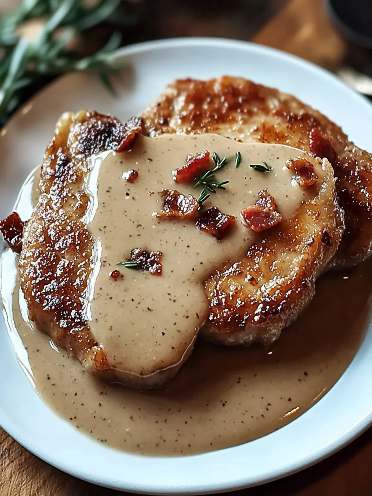 Fried Pork Chops with Bacon Gravy for Ultimate Comfort Meals 2 Fried Pork Chops with Bacon Gravy