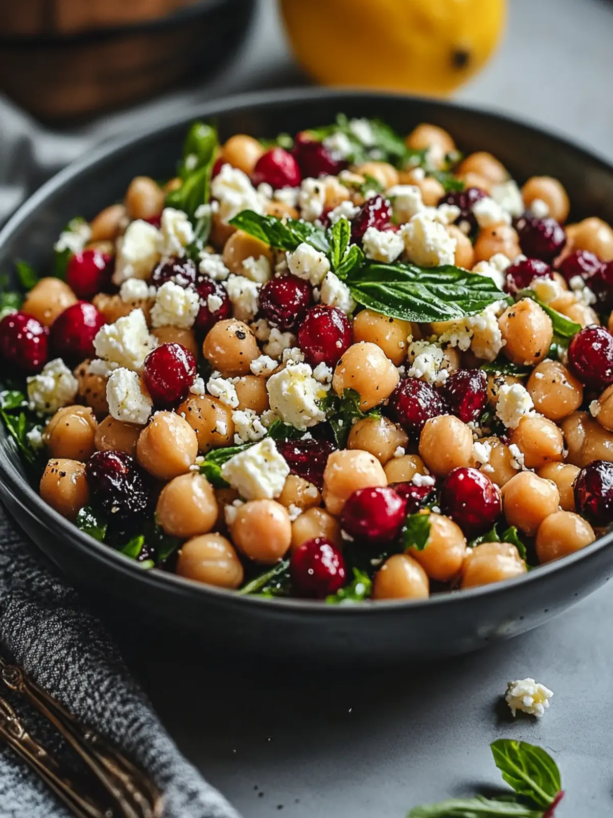 Feta & Cranberry Chickpeas with Lemon Vinaigrette Bliss 3 Feta & Cranberry Chickpeas with Lemon Vinaigrette