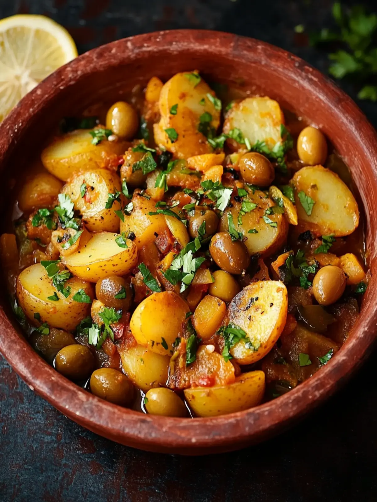 Delicious Potato, Olive and Preserved Lemon Tagine Recipe 2 Potato, olive and preserved lemon tagine