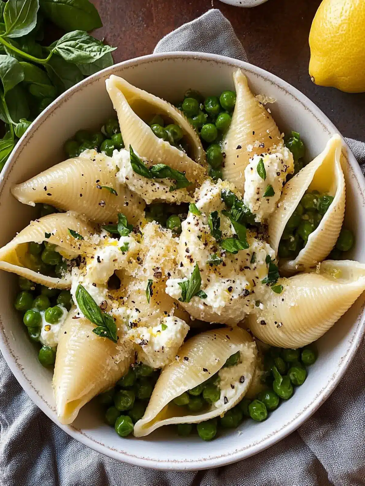 Delicious Lemony Ricotta Stuffed Shells with Peas & Asparagus 3 Lemony Ricotta Stuffed Shells with Peas & Asparagus