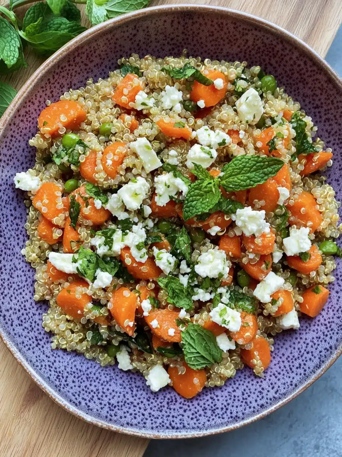 Carrot Feta & Quinoa Salad with Mint Basil Hummus Bliss 3 Carrot, Feta & Quinoa Salad with Mint Basil Hummus