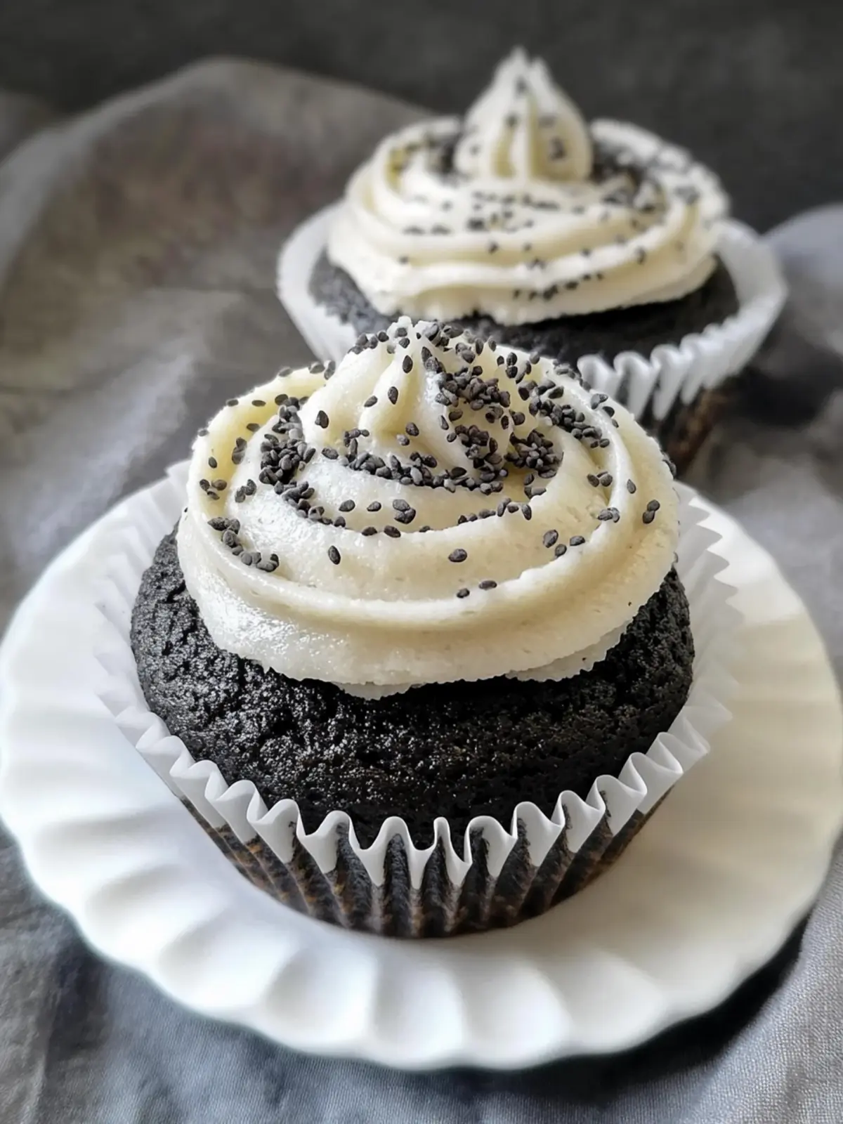 Decadent Black Sesame Cupcakes with Creamy Twist 3 Black Sesame Cupcakes