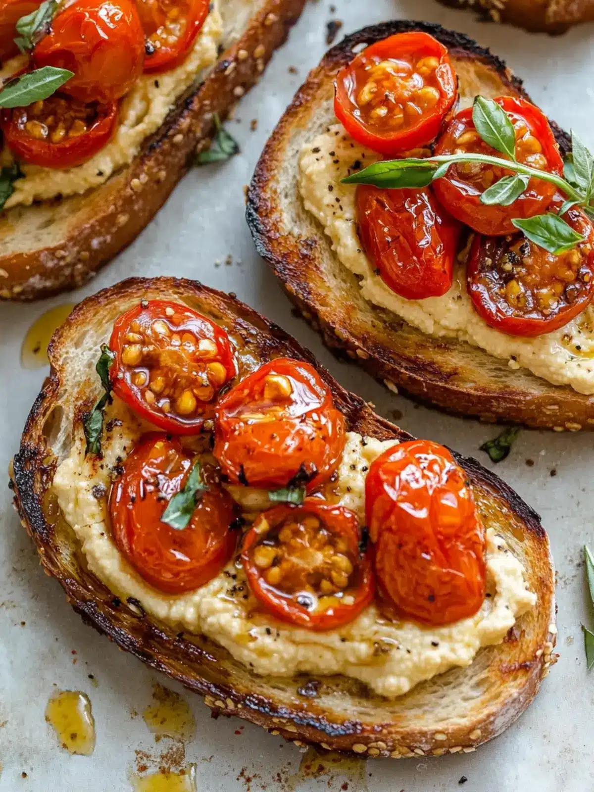 Balsamic Roasted Tomato & Hummus Toast for Instant Bliss 2 BALSAMIC ROASTED TOMATO & HUMMUS TOAST