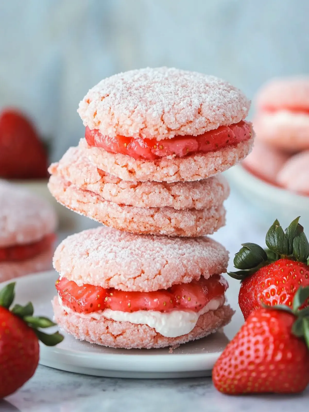 Soft Strawberry Cake Mix Sandwich Cookies You'll Adore! 3 Soft Strawberry Cake Mix Sandwich Cookies