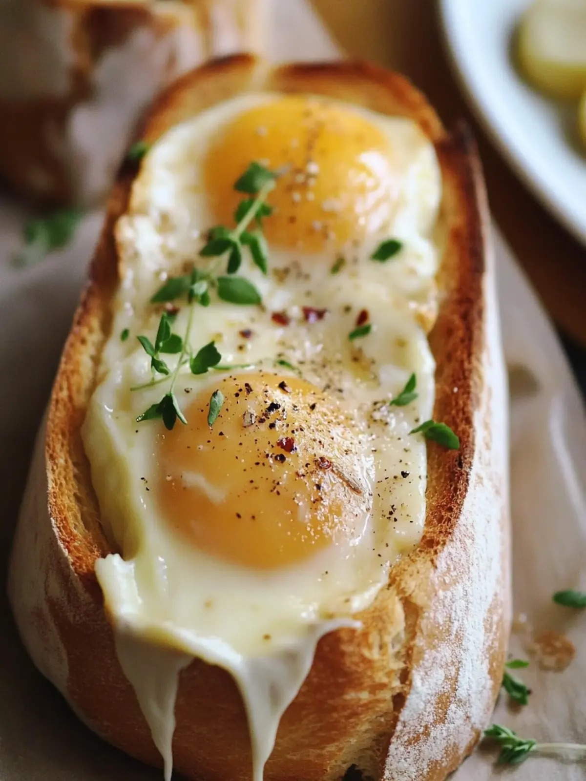 Baked Eggs in Baguette with Creamy Smoked Gouda Sauce 5 Baked eggs in Baguette + Smoked Gouda Sauce