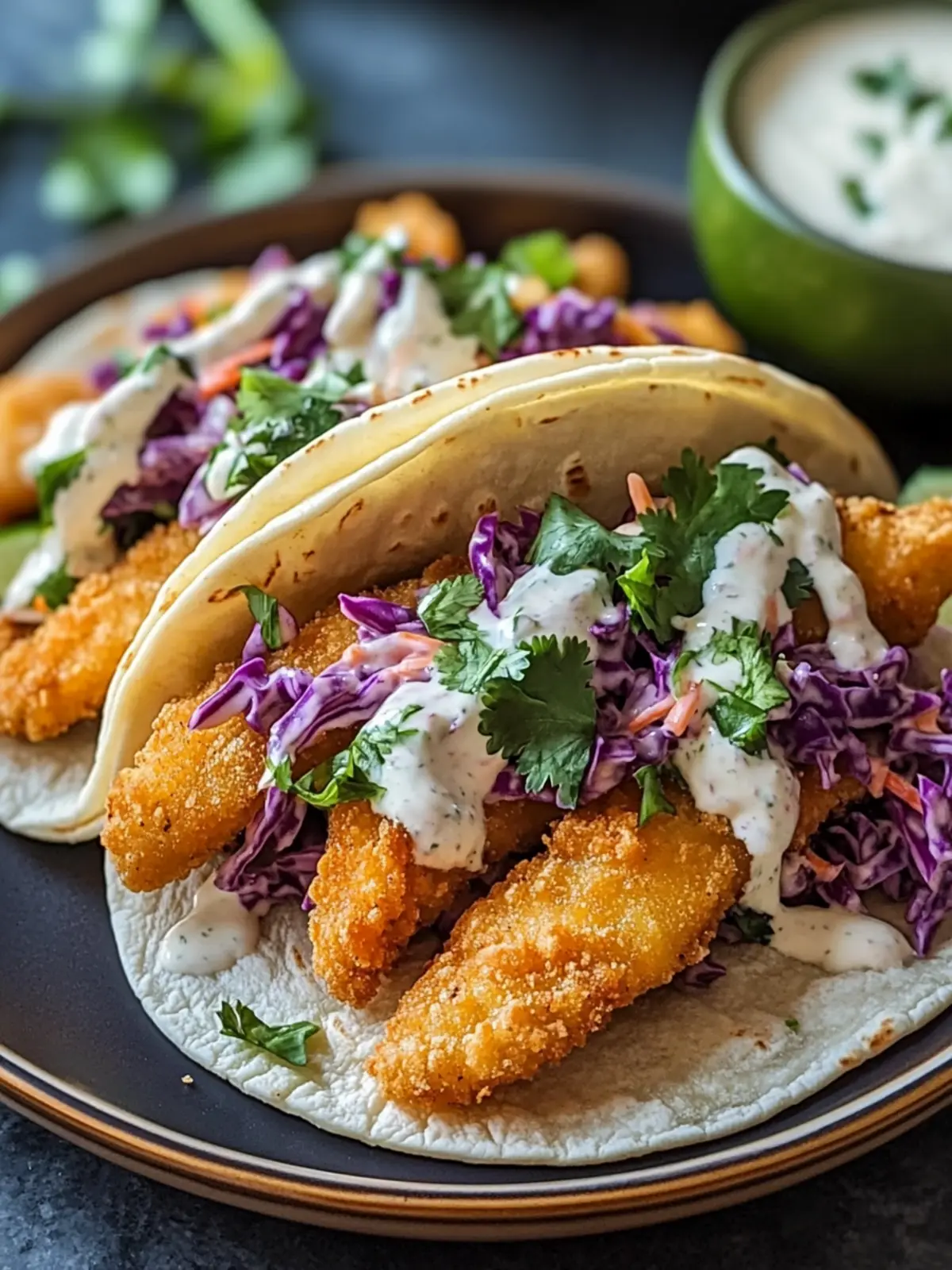 Delicious Crispy Fish Tacos with Slaw and Lime Crema Recipe 3 Crispy Fish Tacos with Slaw and Lime Crema