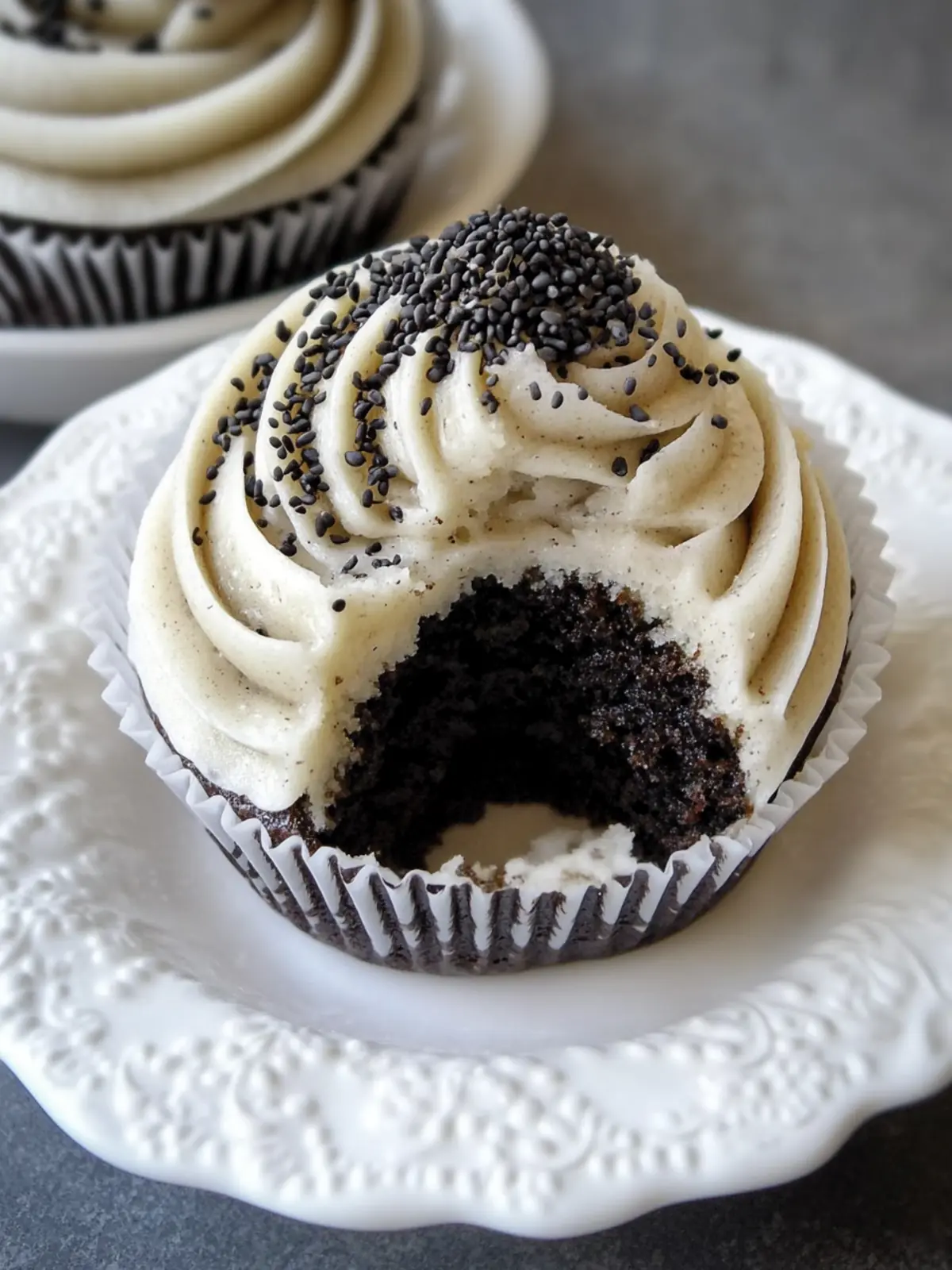 Decadent Black Sesame Cupcakes with Creamy Twist 4 Black Sesame Cupcakes
