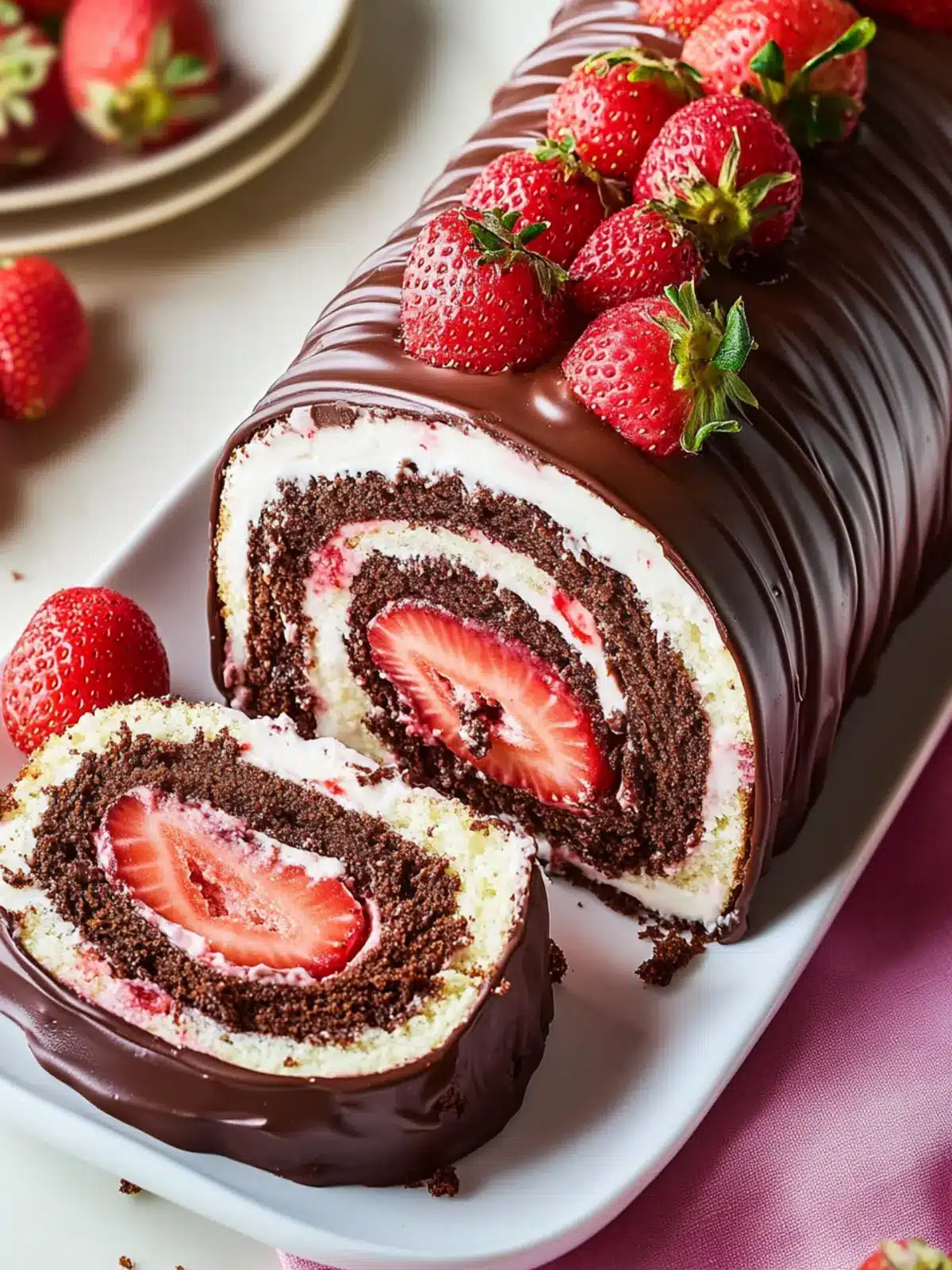 Chocolate-Covered Strawberry Swiss Roll Cake to Impress Guests 4 Chocolate-Covered Strawberry Swiss Roll Cake