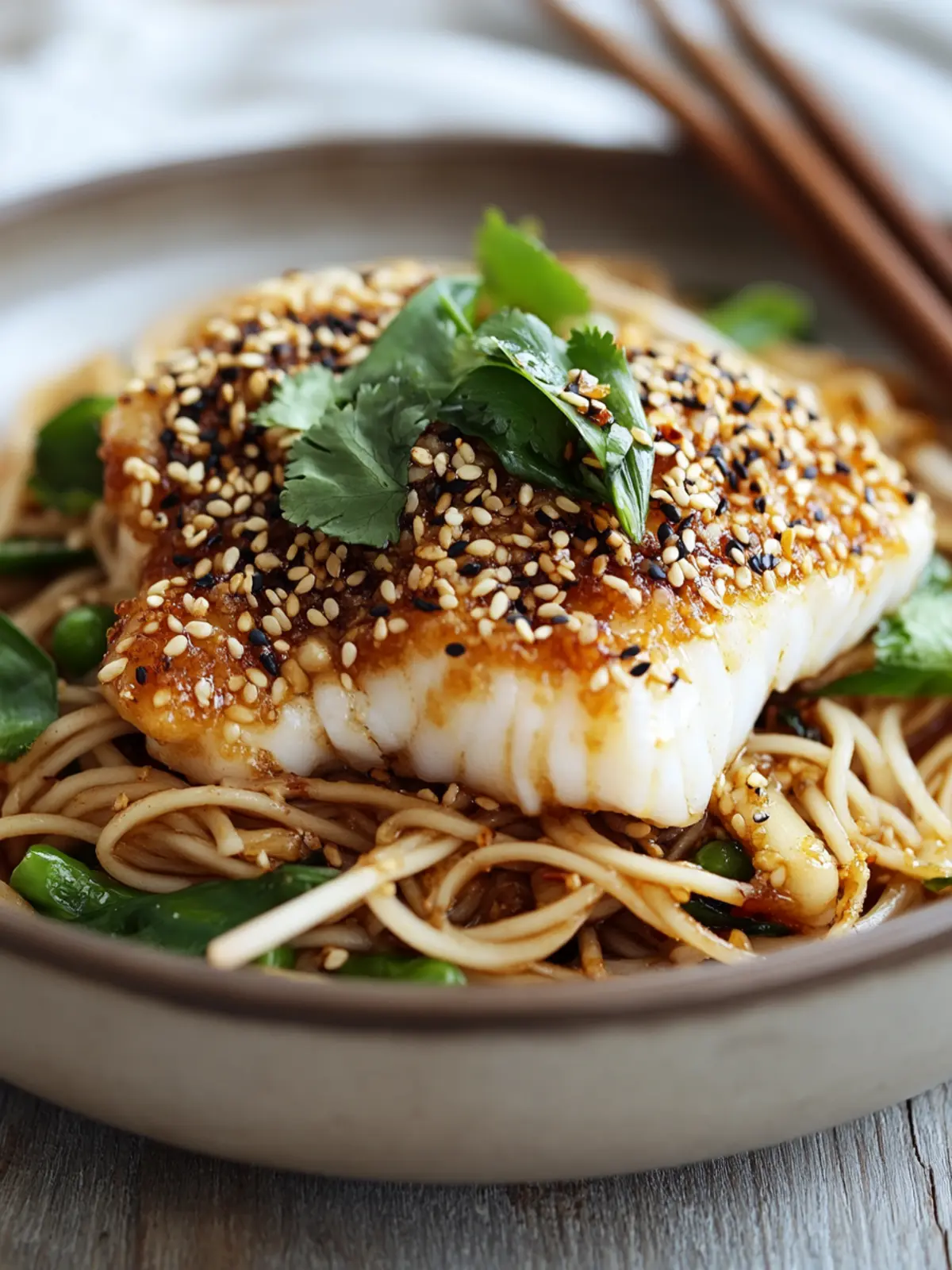 Delicious Asian Fusion Sesame-Crusted Cod with Ginger Noodles 4 Asian Fusion Sesame-Crusted Cod with Aromatic Ginger Noodles