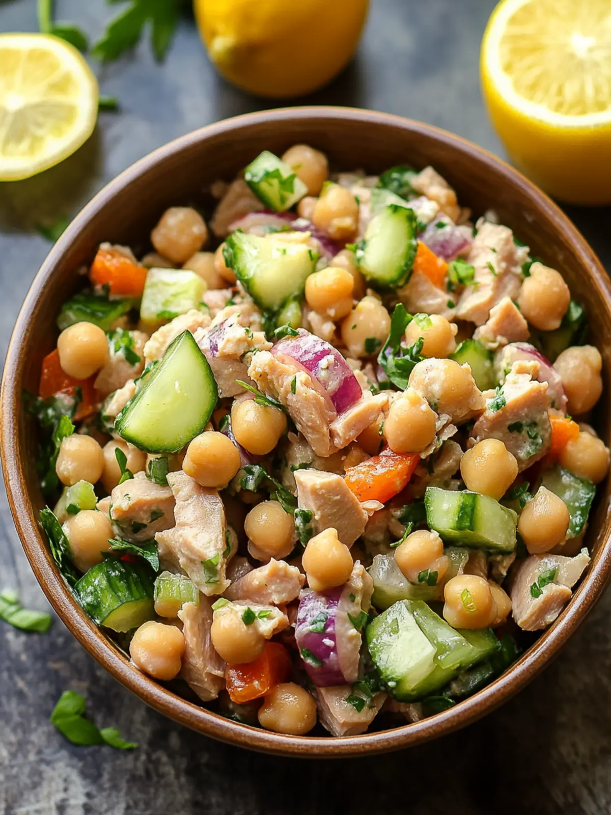 Healthy Tuna Garbanzo Bean Salad for a Quick Energizing Lunch 3 Healthy Tuna Garbanzo Bean Salad