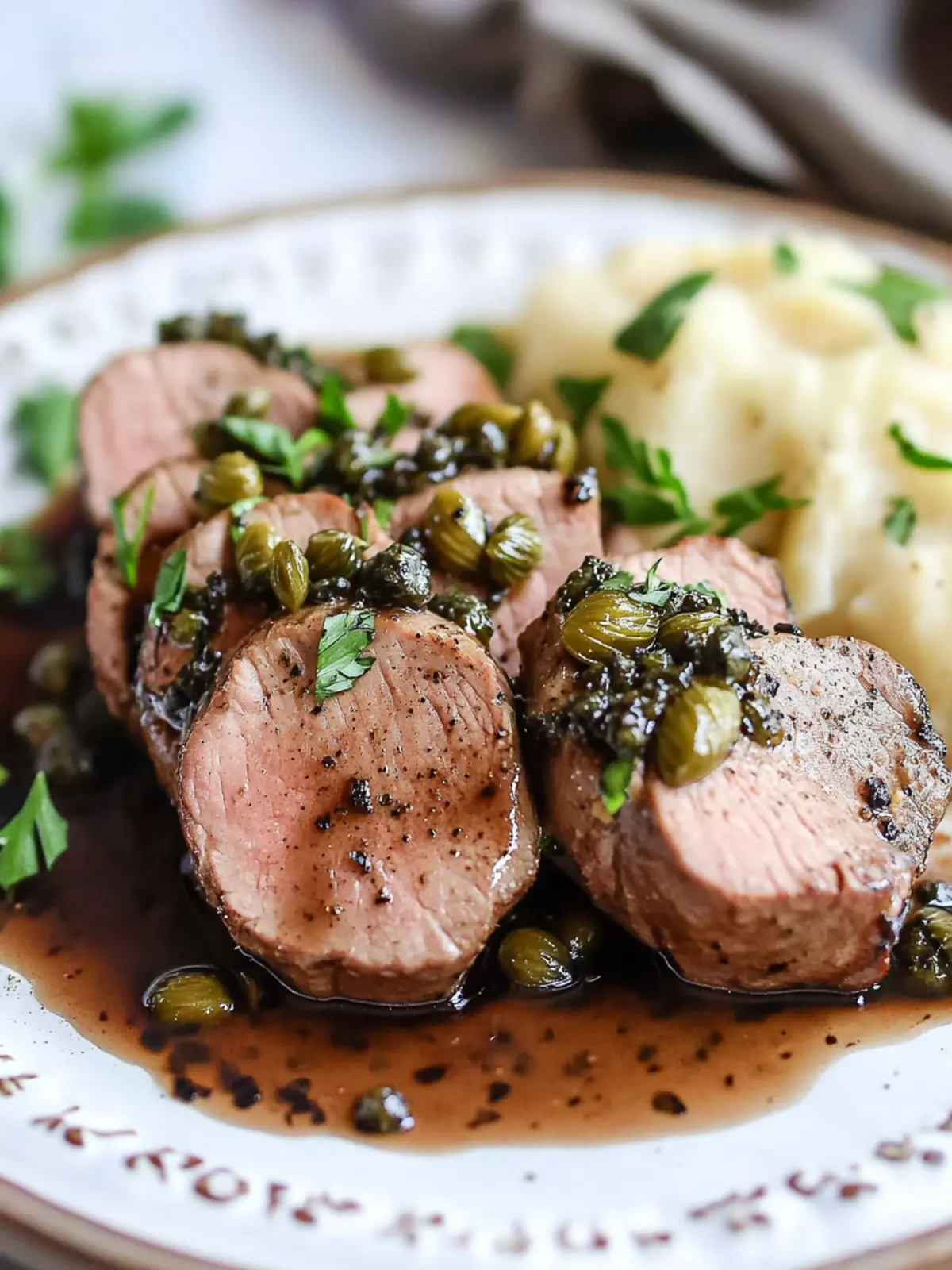 Savory Pork Tenderloin with Balsamic Caper Pan Sauce Delight 5 Pork Tenderloin with Balsamic Caper Pan Sauce