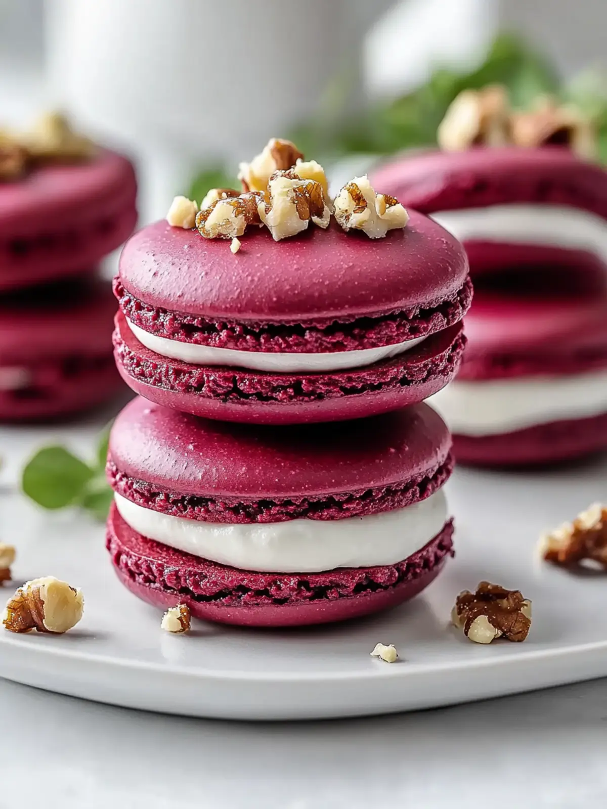 Savory Beet Macarons with Goat Cheese & Walnut Crunch Delight 5 Savory Beet Macarons with Goat Cheese & Walnut Crunch