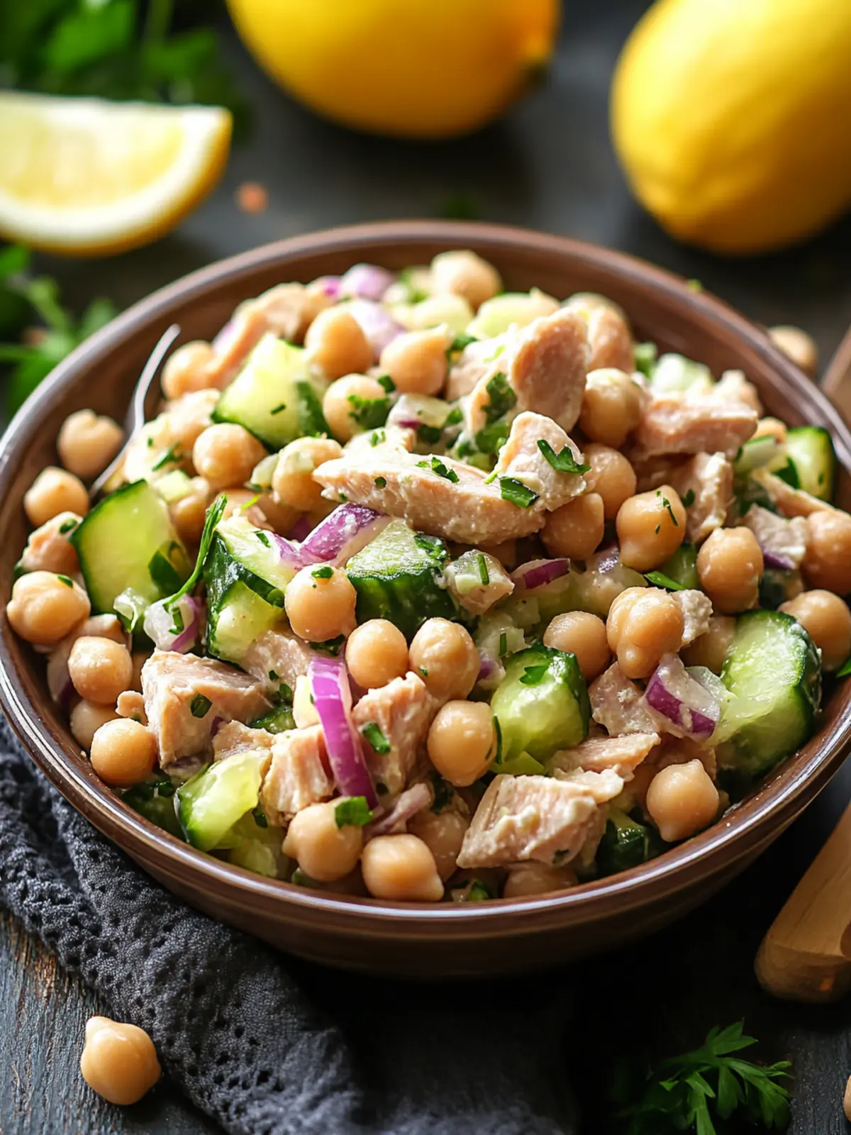 Healthy Tuna Garbanzo Bean Salad for a Quick Energizing Lunch 2 Healthy Tuna Garbanzo Bean Salad