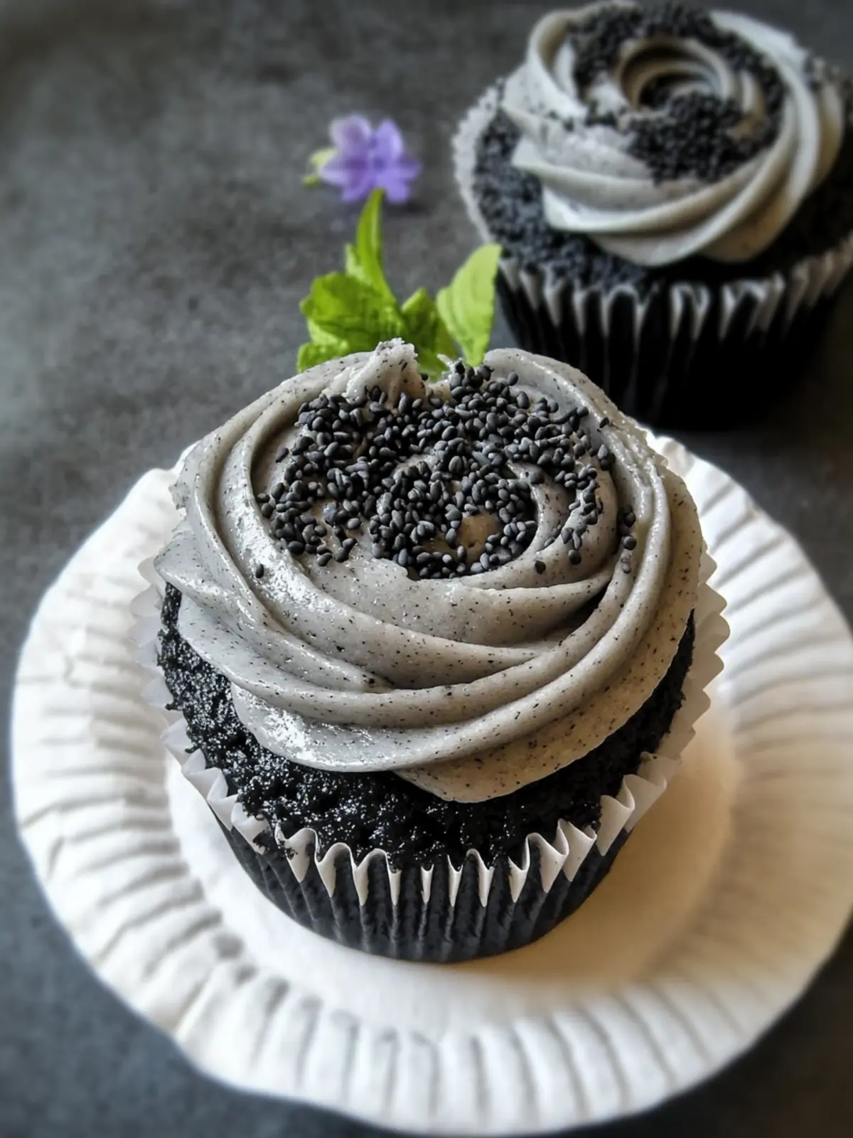 Decadent Black Sesame Cupcakes with Creamy Twist 2 Black Sesame Cupcakes