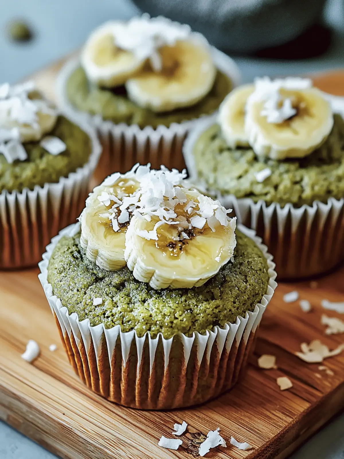 Delicious Matcha Muffins with Banana and Coconut Bliss 4 Matcha Muffins with Banana and Coconut