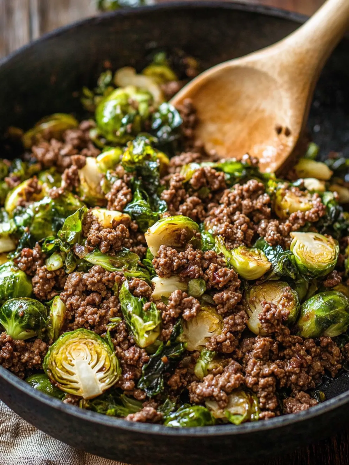 Sweet Chili Ground Beef and Brussels Sprouts in 30 Minutes 3 Ground Beef and Brussels Sprouts