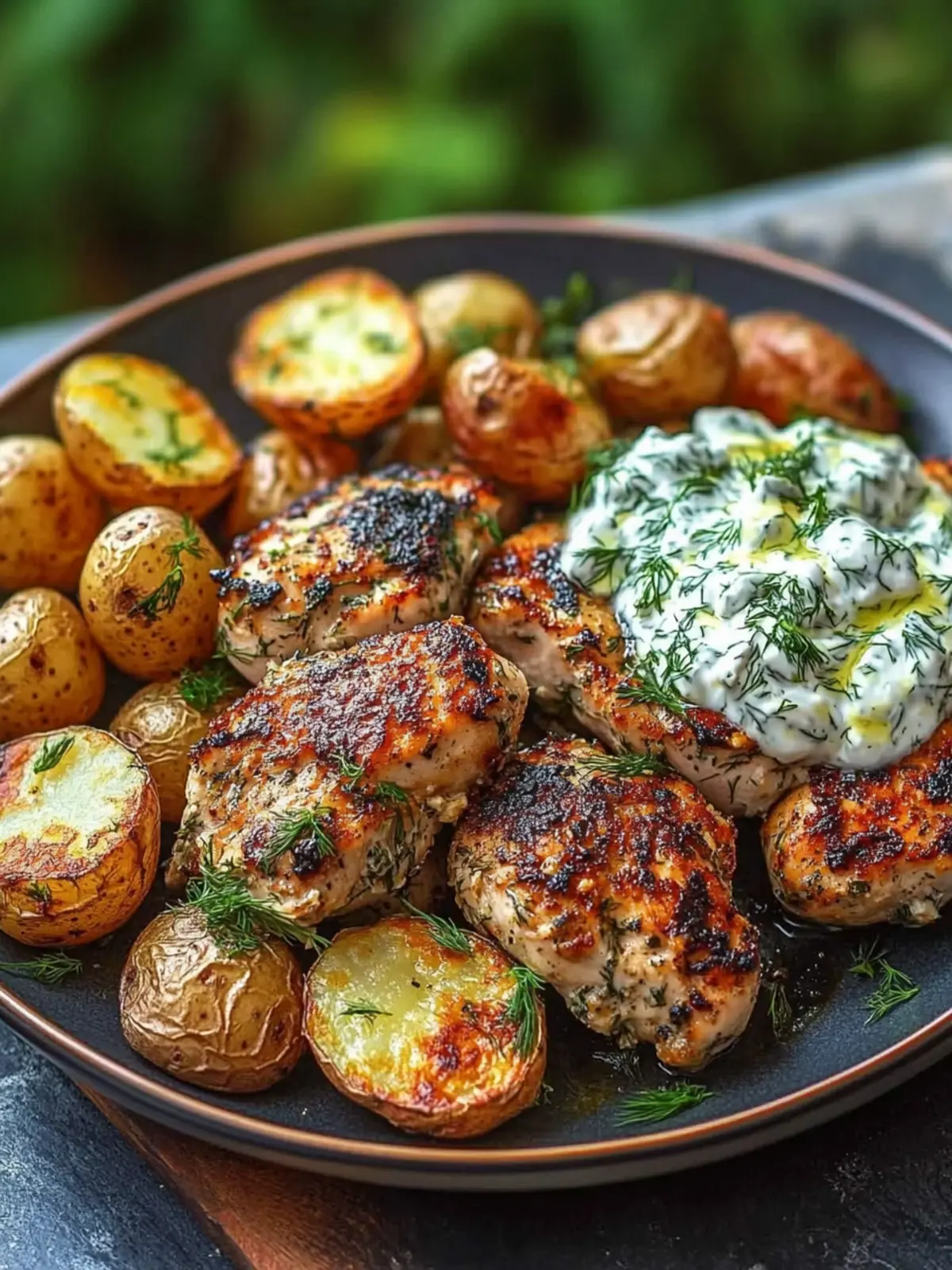 Yogurt Marinated Chicken with Dill Feta Cream & Crispy Potatoes 3 Yogurt Marinated Chicken with Dill Feta Cream & Crispy Baby Potatoes