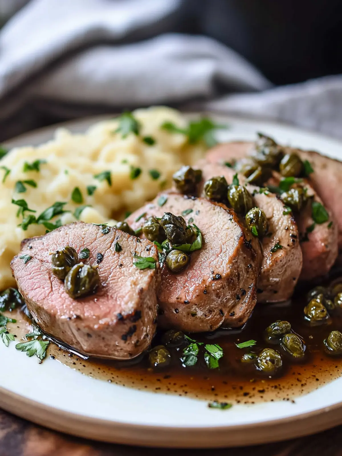 Savory Pork Tenderloin with Balsamic Caper Pan Sauce Delight 4 Pork Tenderloin with Balsamic Caper Pan Sauce