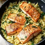 One Skillet Salmon with Lemon Orzo for Easy Weeknight Bliss 41 One Skillet Salmon with Lemon Orzo