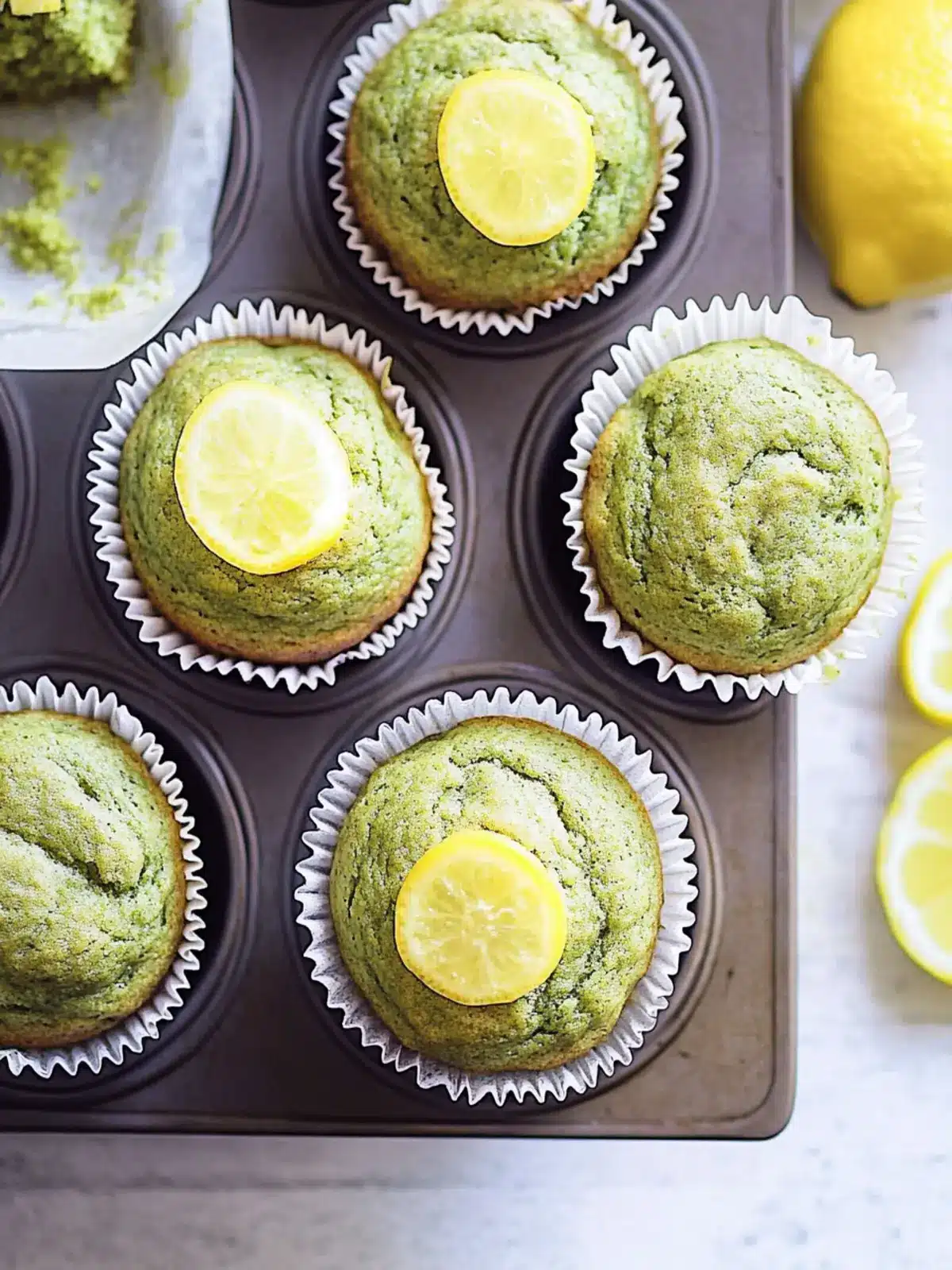 Deliciously Light and Fluffy Matcha Lemon Muffins to Brighten Mornings 4 Light and Fluffy Matcha Lemon Muffins