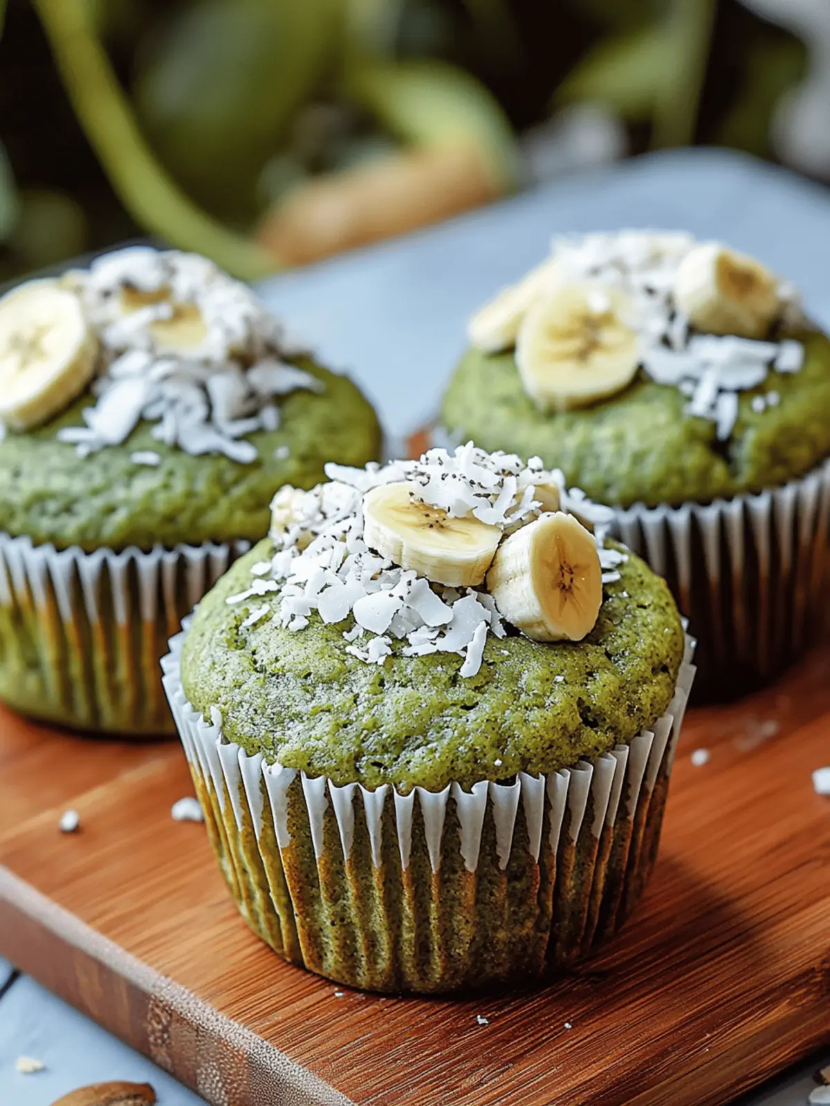 Delicious Matcha Muffins with Banana and Coconut Bliss 3 Matcha Muffins with Banana and Coconut