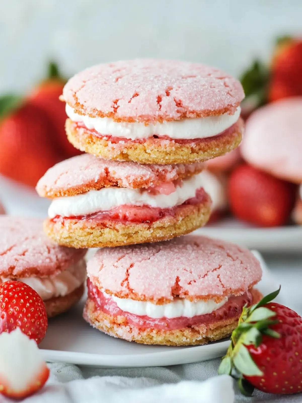 Soft Strawberry Cake Mix Sandwich Cookies You'll Adore! 4 Soft Strawberry Cake Mix Sandwich Cookies