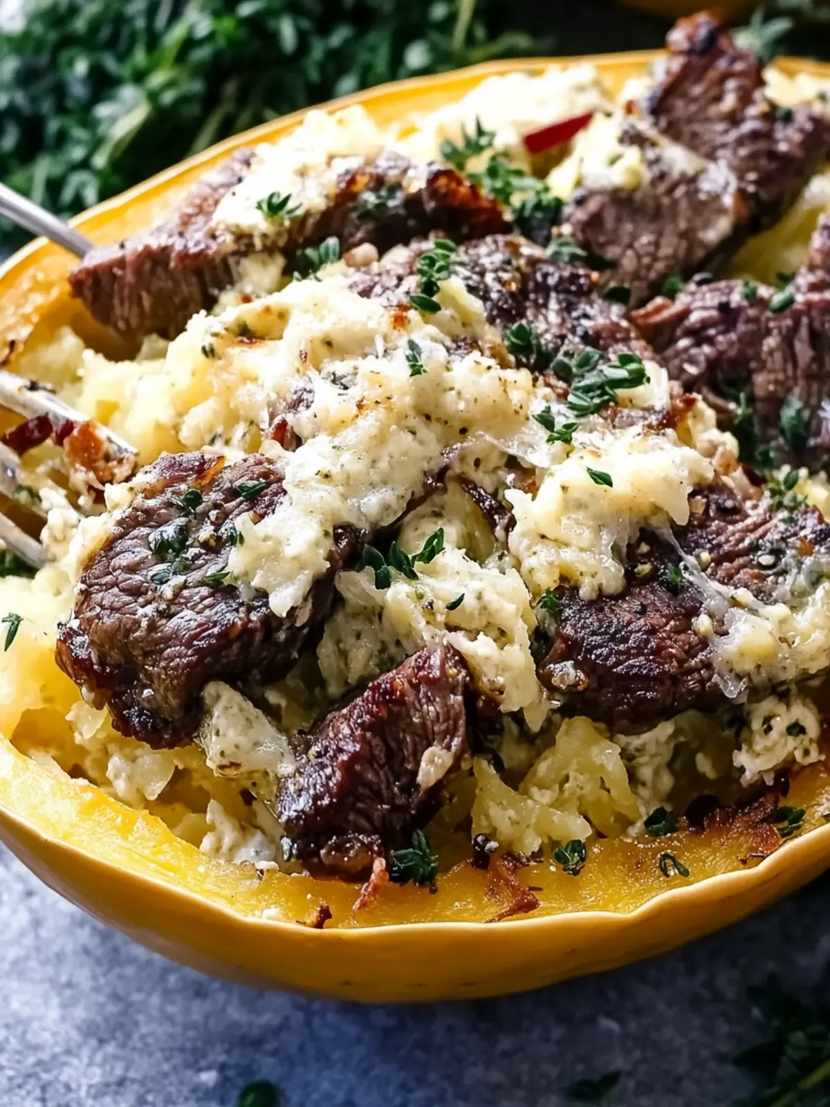 Keto Low Carb Steak Gorgonzola Alfredo Spaghetti Squash Bliss 2 Keto Low Carb Steak Gorgonzola Alfredo Spaghetti Squash