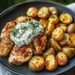 Yogurt Marinated Chicken with Dill Feta Cream & Crispy Potatoes 6 Yogurt Marinated Chicken with Dill Feta Cream & Crispy Baby Potatoes