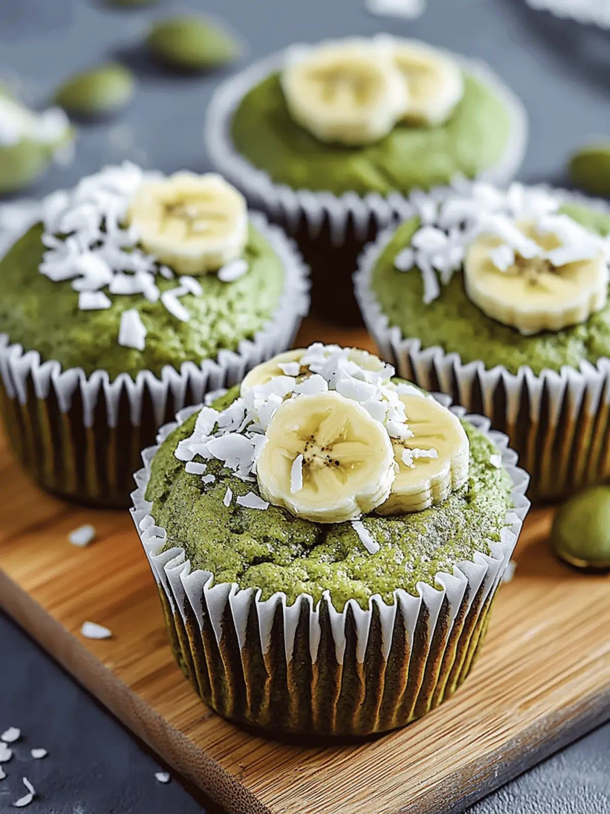 Delicious Matcha Muffins with Banana and Coconut Bliss 2 Matcha Muffins with Banana and Coconut