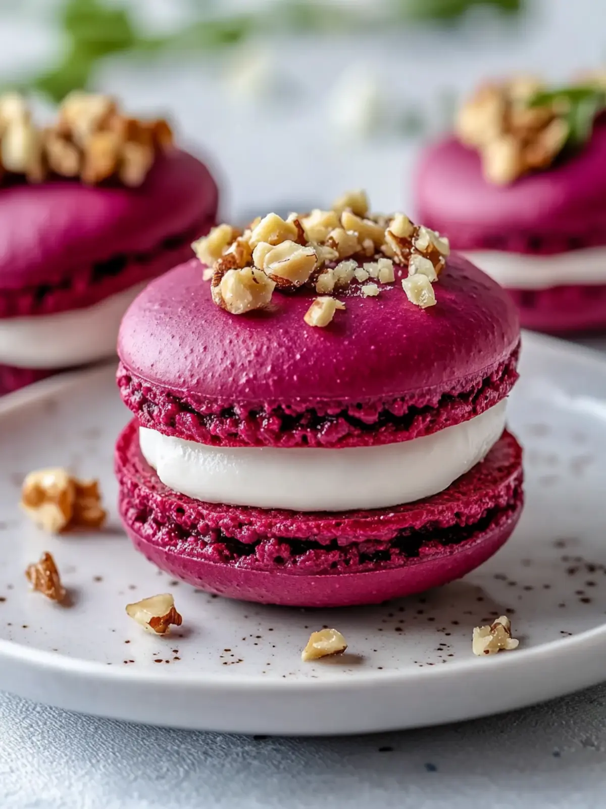 Savory Beet Macarons with Goat Cheese & Walnut Crunch Delight 4 Savory Beet Macarons with Goat Cheese & Walnut Crunch