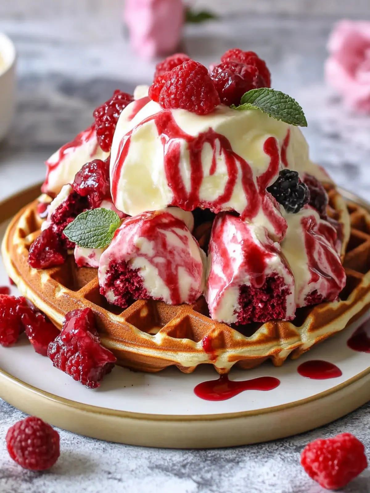 Irresistibly Fluffy Red Velvet Marble Waffles You'll Love 3 Red Velvet Marble Waffles