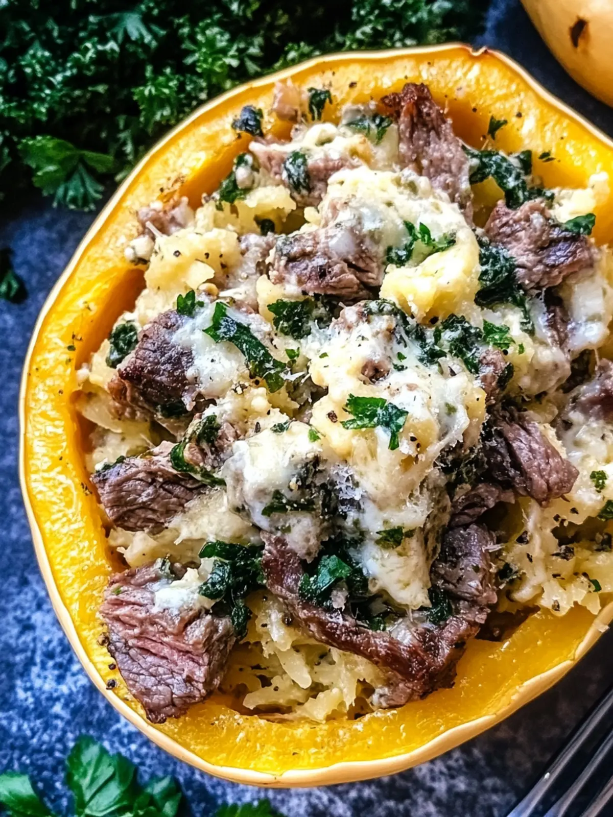 Keto Low Carb Steak Gorgonzola Alfredo Spaghetti Squash Bliss 3 Keto Low Carb Steak Gorgonzola Alfredo Spaghetti Squash