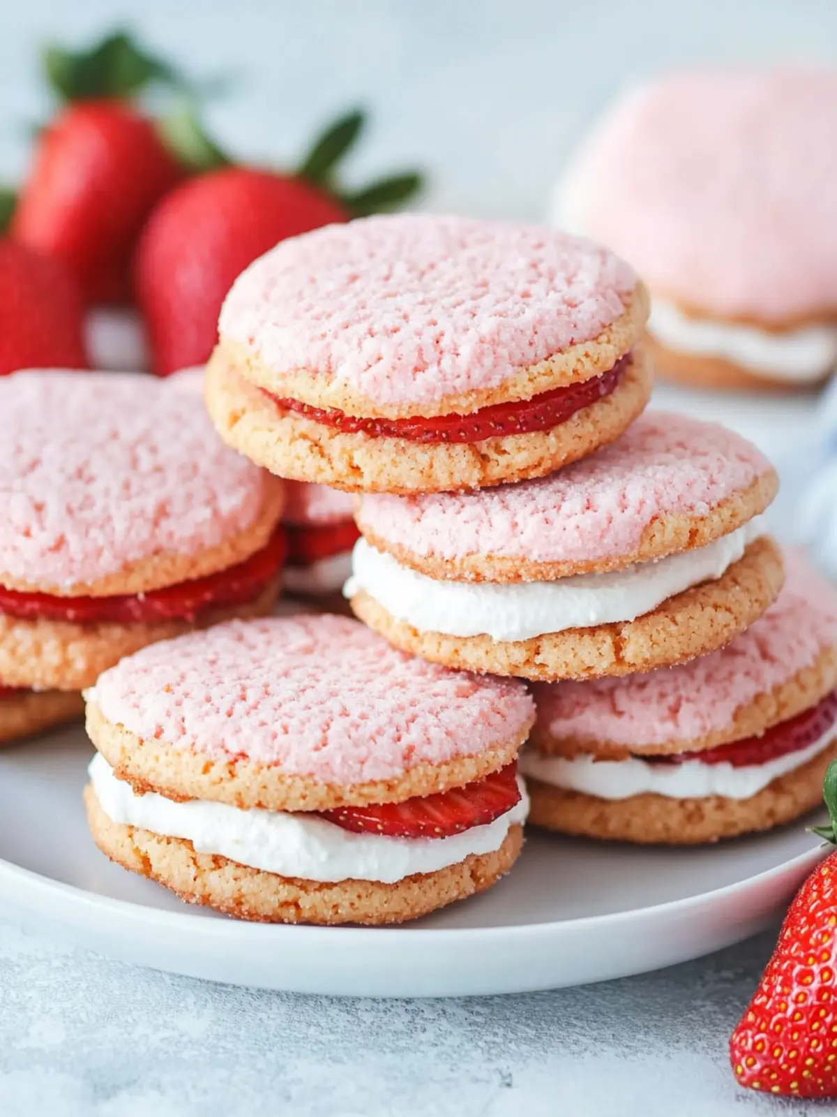 Soft Strawberry Cake Mix Sandwich Cookies