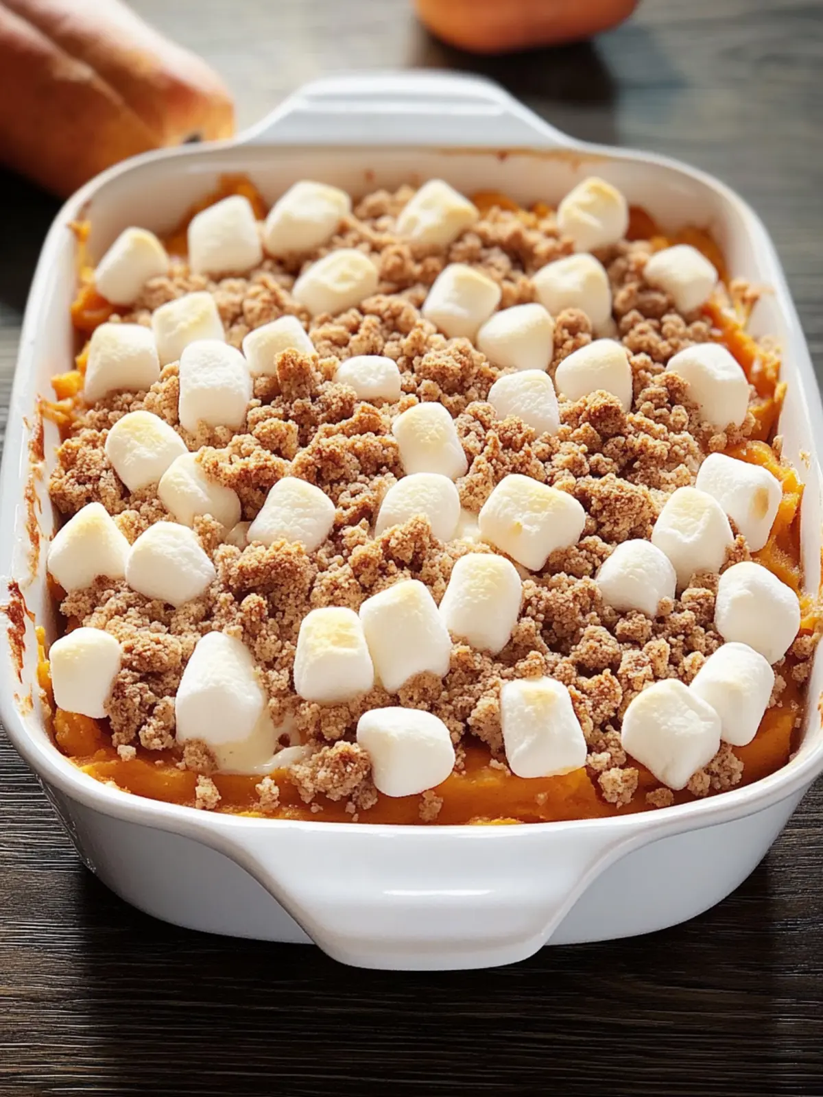 Irresistible Sweet Potato Casserole with Marshmallows & Streusel 2 Sweet Potato Casserole with Marshmallows and Streusel