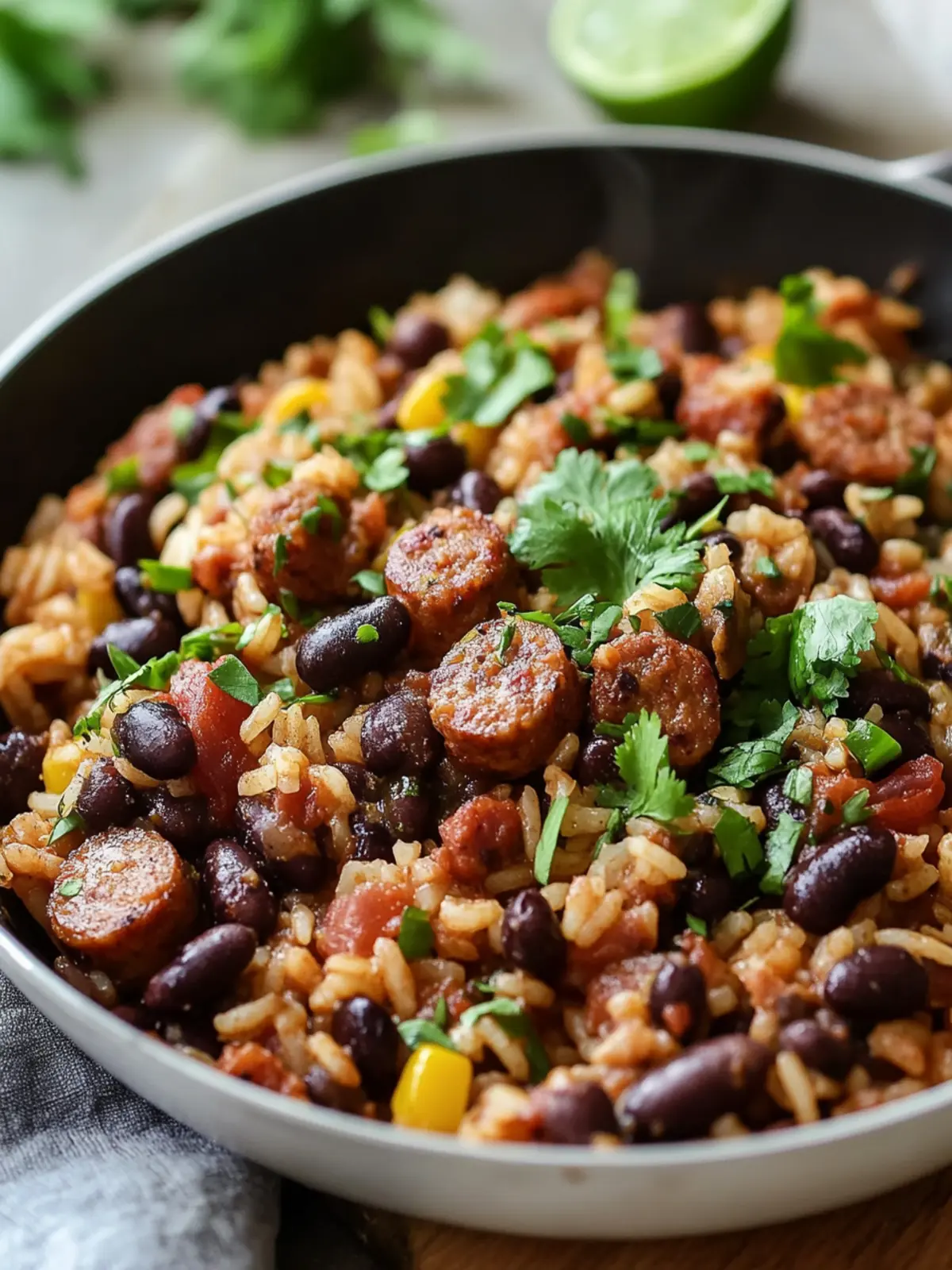 Savor Black Beans, Sausage and Rice Skillet in 30 Minutes 4 Black Beans, Sausage and Rice Skillet