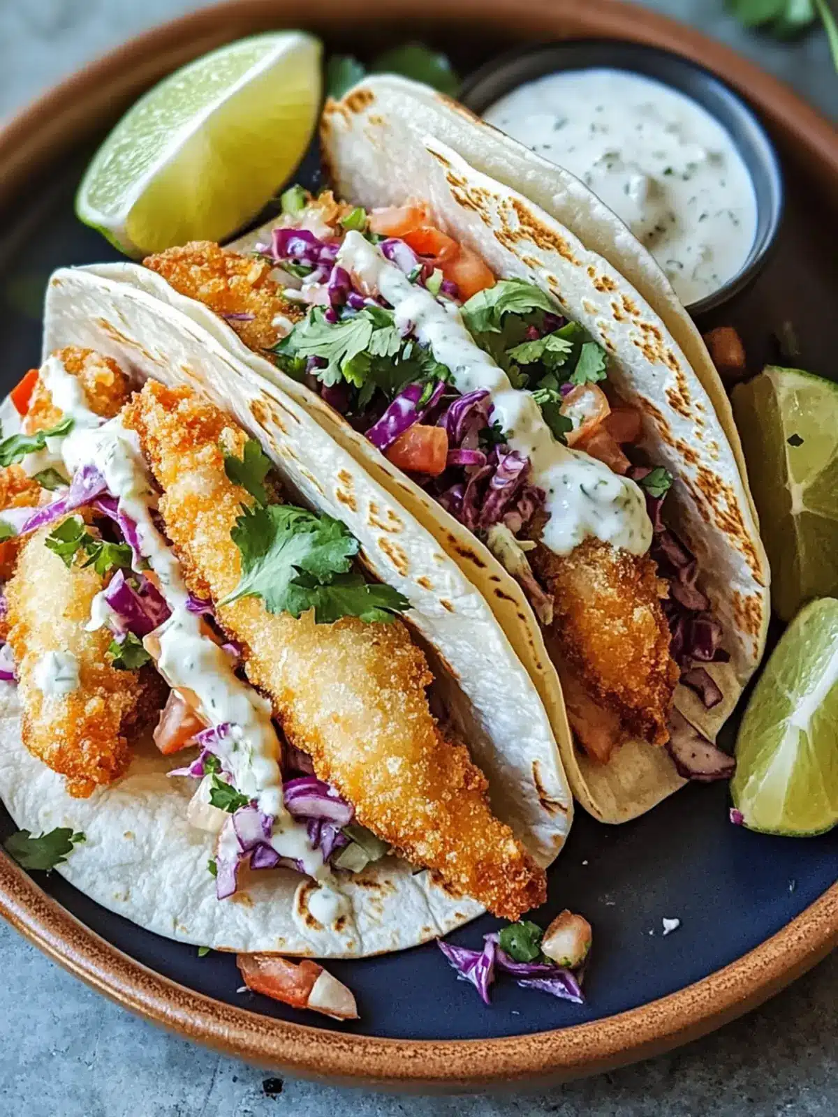 Delicious Crispy Fish Tacos with Slaw and Lime Crema Recipe 2 Crispy Fish Tacos with Slaw and Lime Crema